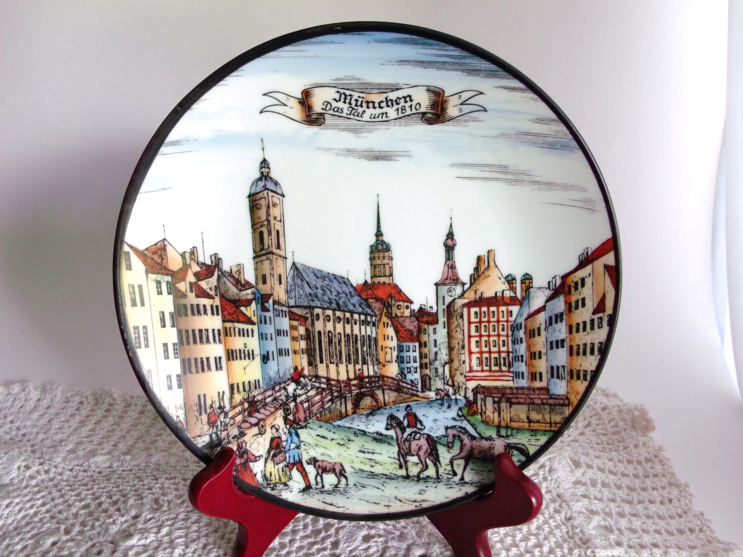 Rare German Porcelain Plate Munchen R. Schaller Das Tal