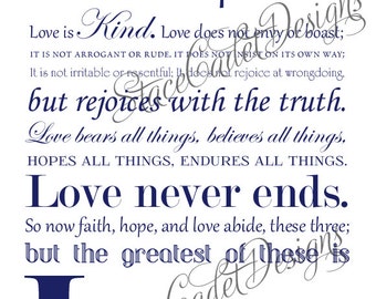 ... Printable 1 Corinthians Love is Patient Love is Kind Sign Digital File