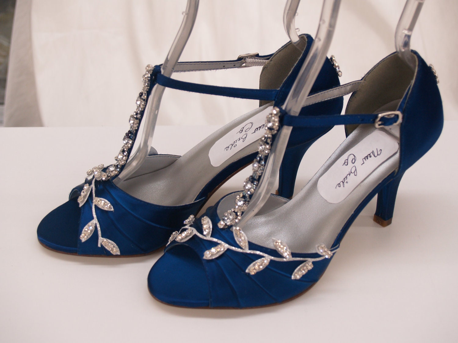 Blue Wedding Shoes Royal Blue with Silver Swarovski Crystals