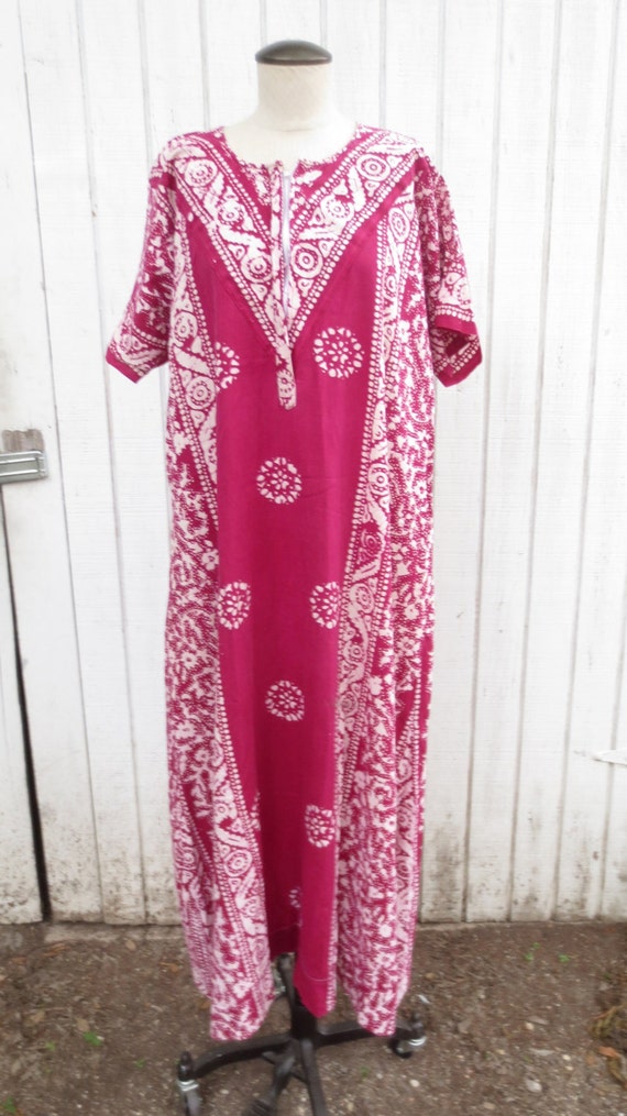 Sale Vintage Kaftan Dashiki Purple Red Indian Batik Large