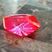 FUCHSIA PINK MOONGLOW Faceted Starburst Translucent Embedded Glitter Geometric Design Vintage Lucite Ring