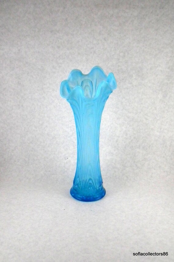 Fenton Blue Opalescent Reverse Drapery