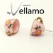 Sterling silver stud earrings with small pink teacups, gold rim, miniature porcelain, fashion stud earrings