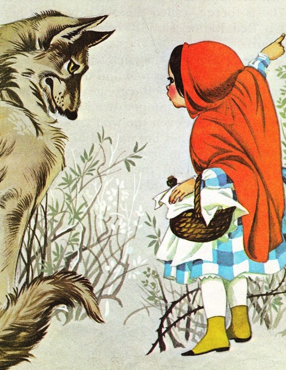 Little Red Riding Hood Vintage Illustration Storybook Print