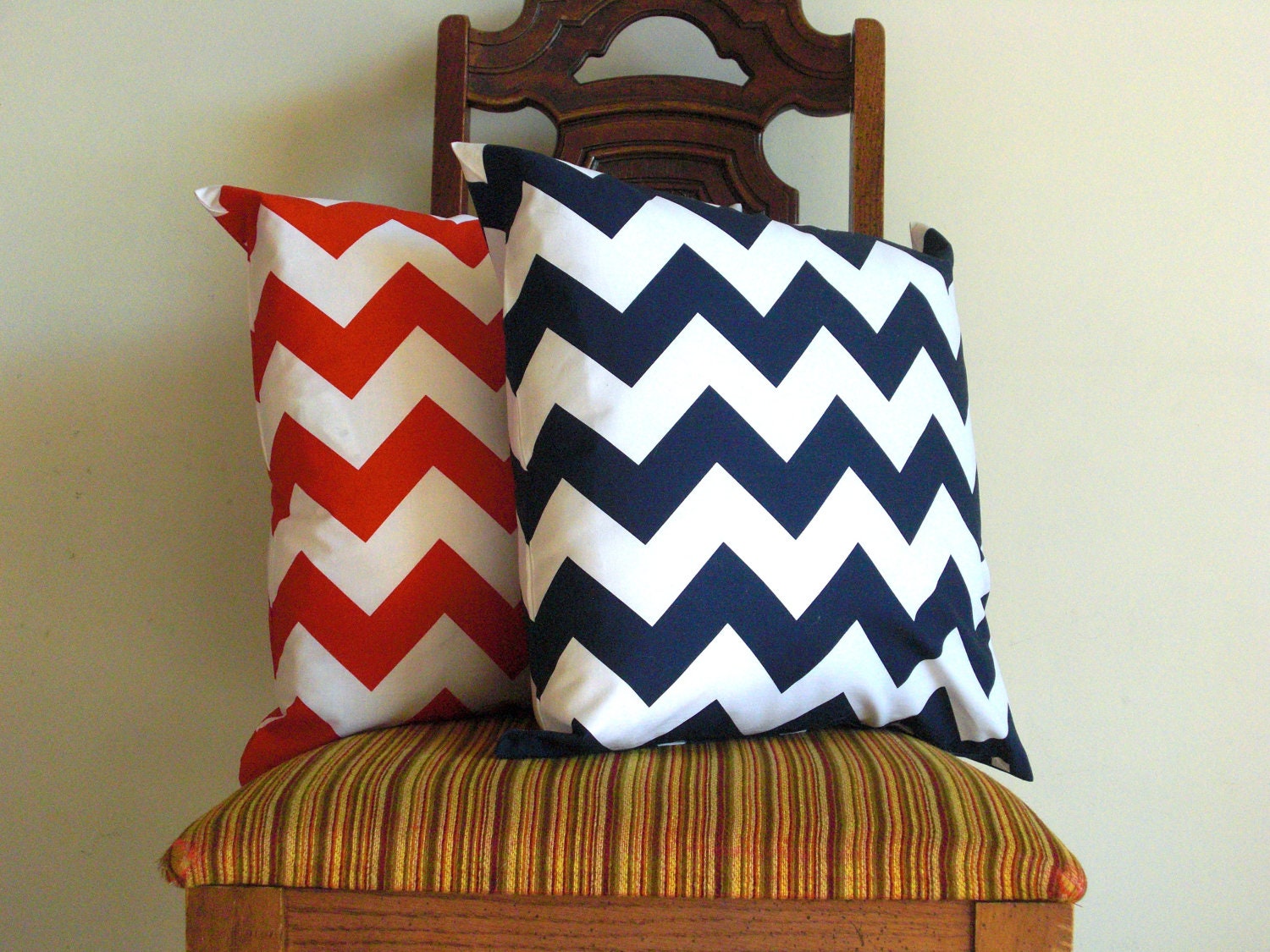 Red Navy blue pillow covers 20 x 20 Decorative by VFIllustration