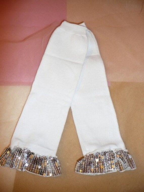 White Leg Warmers with Silver Sequin Ruffle Easter Leg