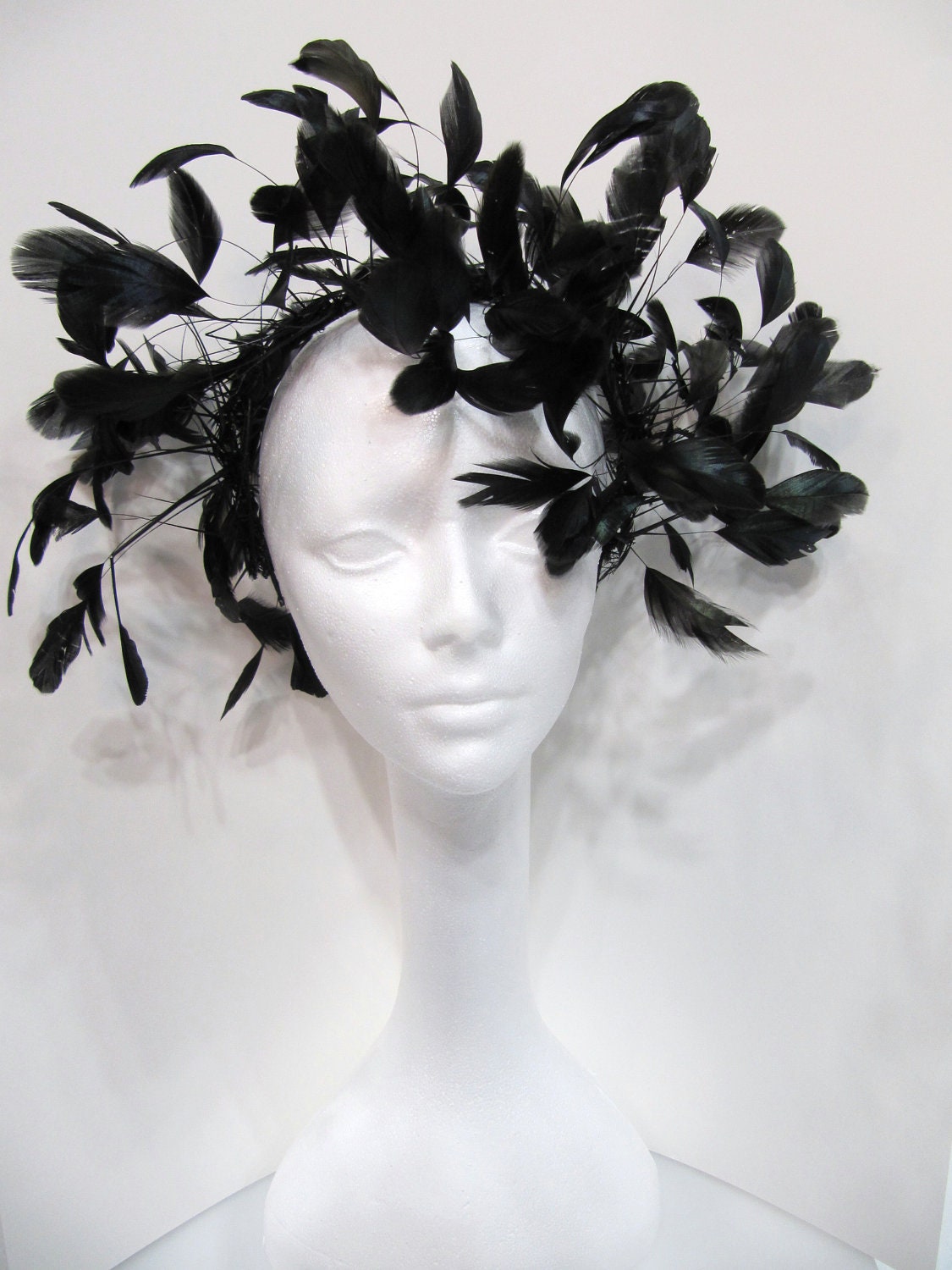 Black Feather Fascinator Feather Fascinator Black Head