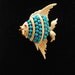 Vintage Turquoise Glass Angel Fish Brooch