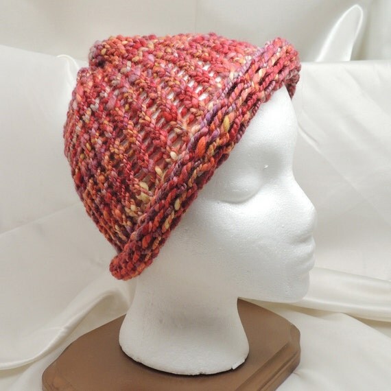 Loom Knit Corriedale Hat with Rolled Brim