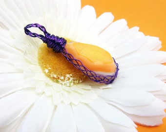 Yellow Druzy Pendant, Drusy Pendant, Purple and Yellow Jewelry, Vikings Football Jewelry, Lakers Jewelry, Wire Wrapped Druzy Pendant