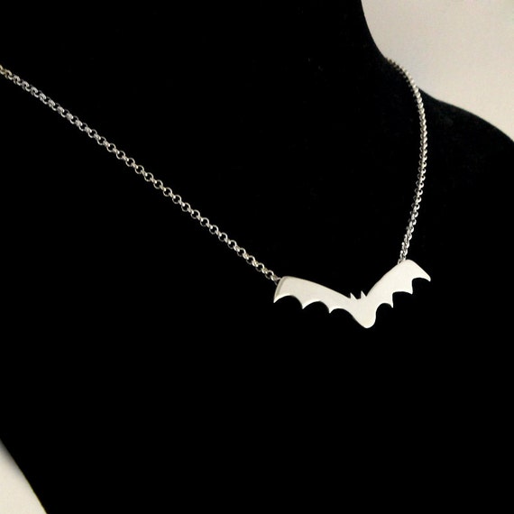 Sterling silver Bat necklace bat pendant with by Silversmith925