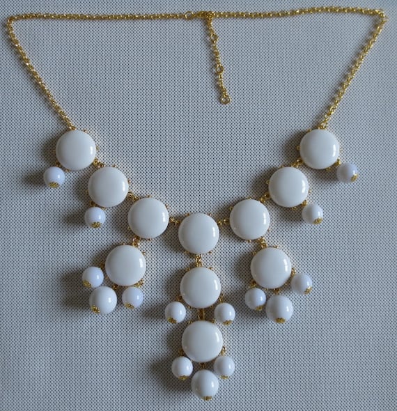 Bubble necklace, White bubble necklace, statement necklace, bib ...