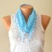 Blue floral cotton scarf headband necklace cowl with lace edge women scarves summer fashion summer scarves birthday gifts mother's day gifts