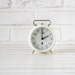 Vintage German Kienzle Alarm Clock White and Silver Chrome