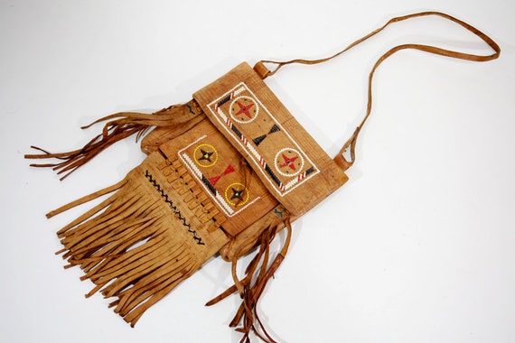 Vintage Native American Indian Tribal Leather Shoulder Bag