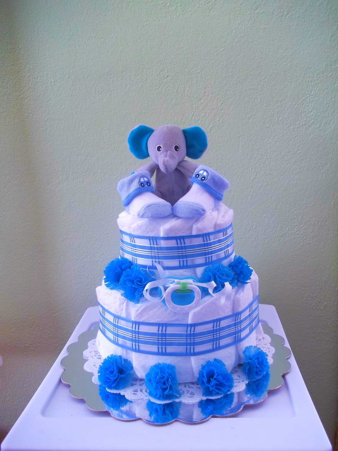 Boy Elephant Diaper Cake by BabyShowerBakery on Etsy