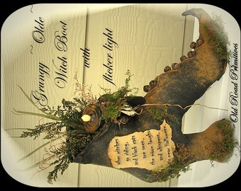 Primitive Witch Boot Pattern Grungy Olde Witch Boot Halloween ePattern