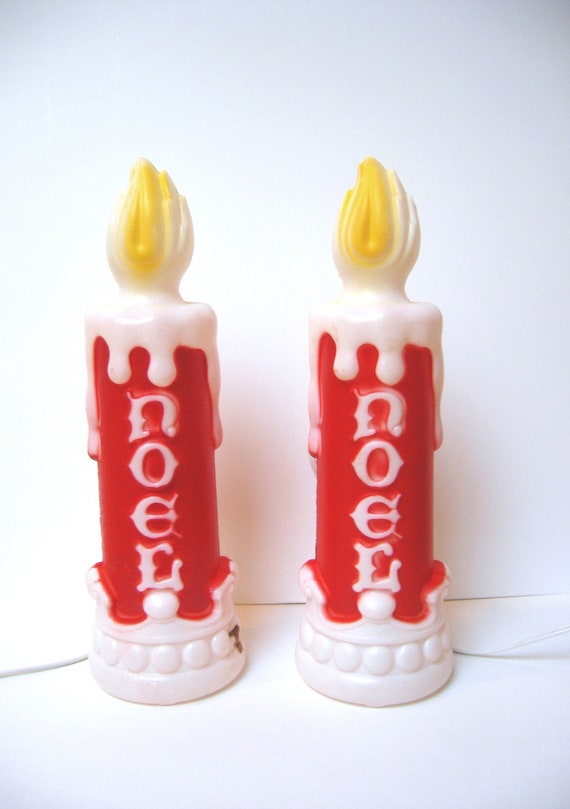 Vintage Set of Plastic Christmas Candles Noel Christmas