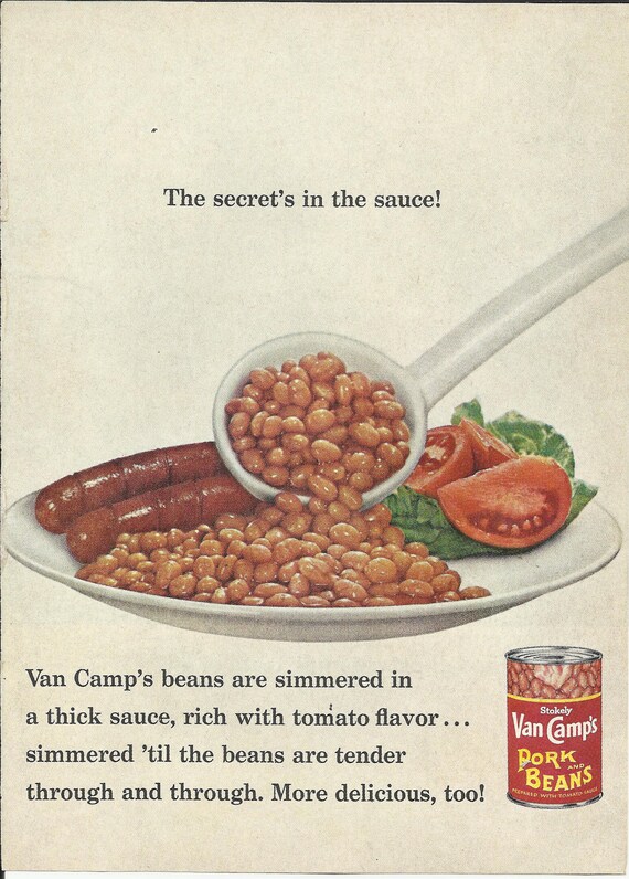 Van Camp's Pork and Beans Original 1965 Vintage by VintageAdarama