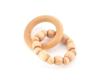 Natural Wooden Teether - Natural Baby Toy - Montessori Inspired Wooden Toy - Eco Friendly Wood Toy - Keepsake Toys (G)