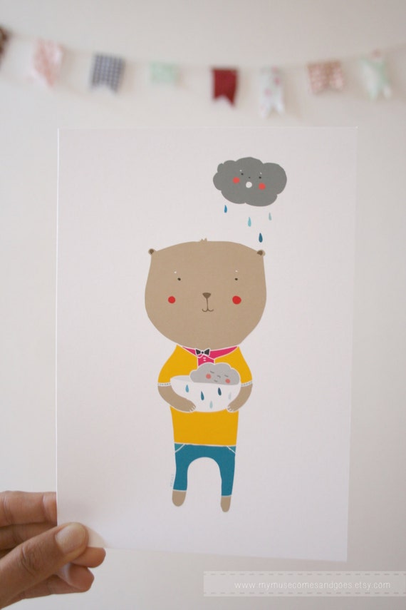 Teddy Bear and Cloud Print