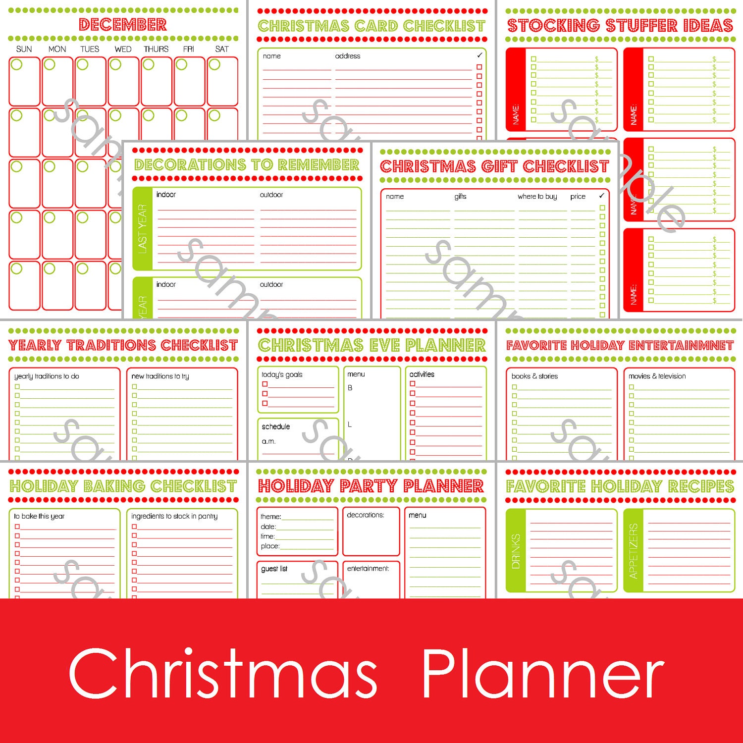 12 Page Printable Christmas Holiday Daily By