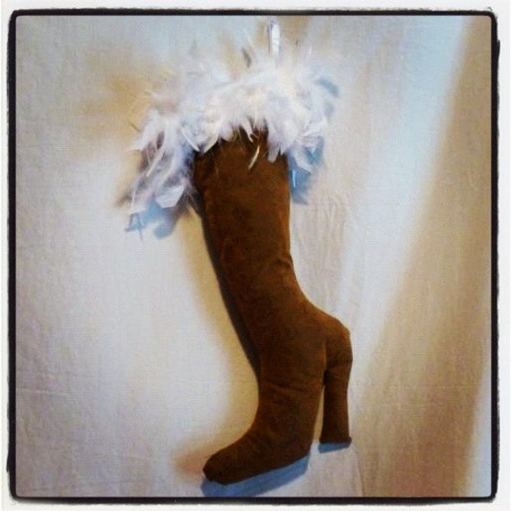 feather thigh high boots