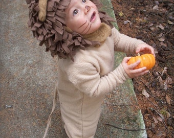 Lion Halloween Kids Costume for Boys or Girls, Toddler Costume, Childrens Costume, hood and suit Lion Costume