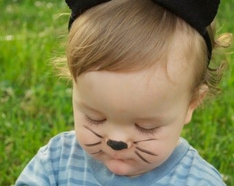 Wool Felt Black Cat ears & Tail