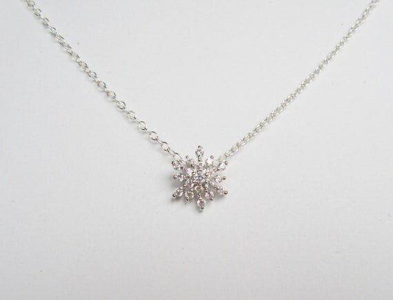 Snowflake Necklace | Silver Snowflake Necklace | Cubic Zirconia ...