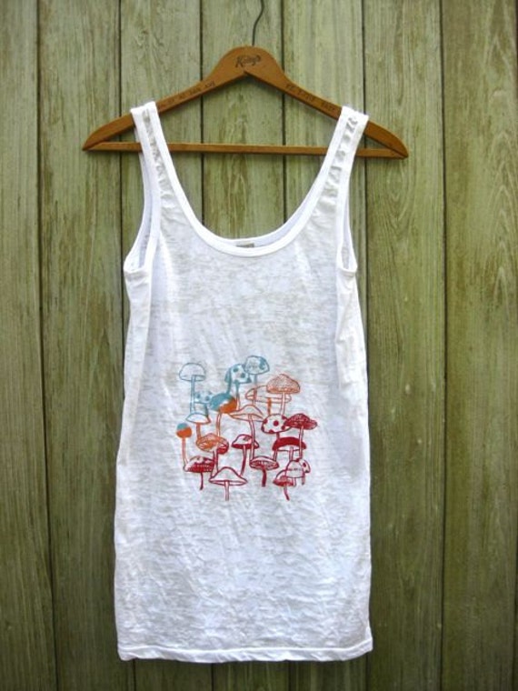 SALE Mushrooms Tank Top in White SMLXL