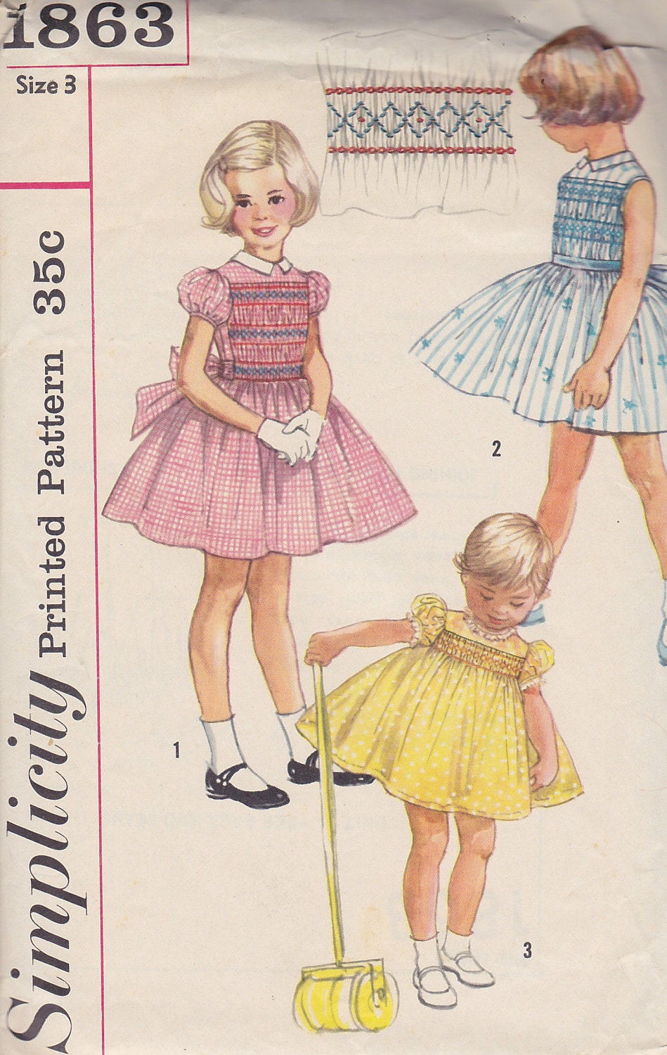 1956 Girls Smocked Dress Vintage Pattern by BuzzyVintage on Etsy