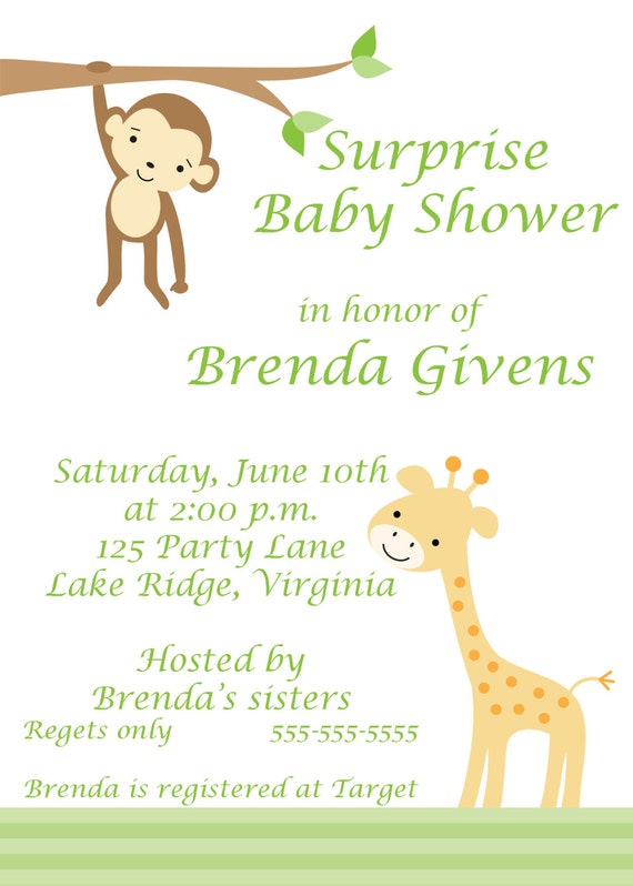 Printable Jungle Animals Baby Shower Invitation Il_570xn