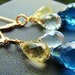 London Blue Topaz Citrine Aquamarine Stone Earrings in Gold