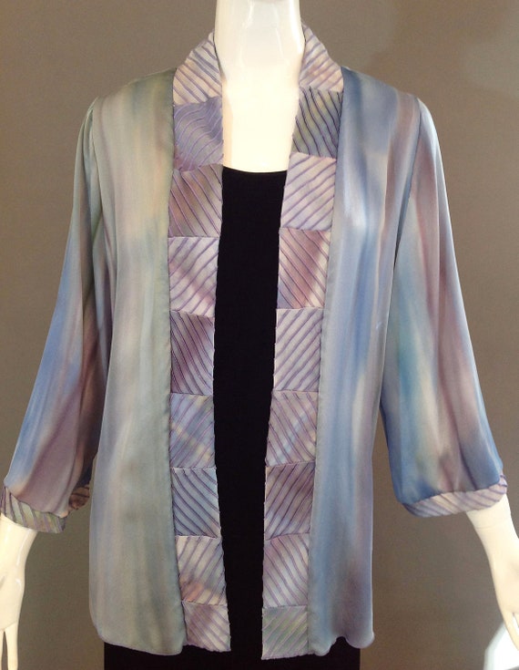 Silk Jacket Aqua bluegreen and lavender Hand Dyed Jacket