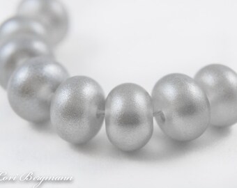 Silver Shimmer Lampwork Spacer Beads, Sheer Pixie Dust, Handmade SRA Glass Jewelry Supplies