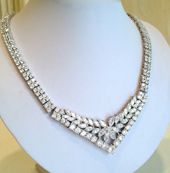 Vintage White Stone Estate Necklace Formal Necklace Bridal