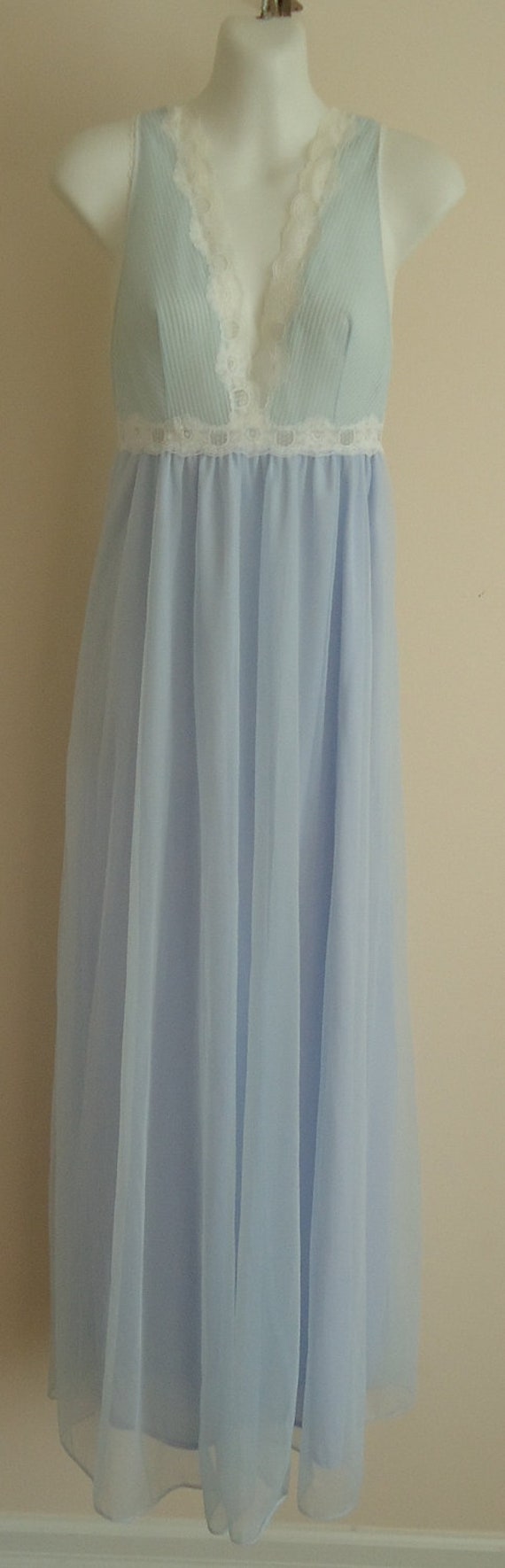 Vintage Nightgown Chiffon Nightgown Blue Nightgown By Madmakcloset