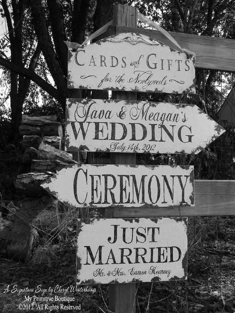 Vintage Wedding Sign Package. 4 Signs. Wedding Sign. Wedding