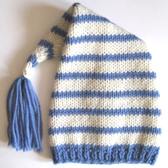 Knit Baby Hat Pattern Tutorial - Stocking Cap Pixie Elf Christmas Hannukah Ha...