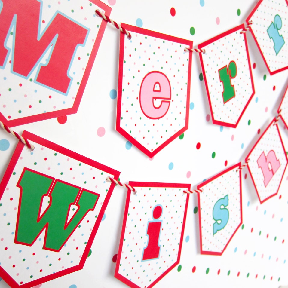 Merry Wishes Banner Garland Printable Paper Christmas Crafts