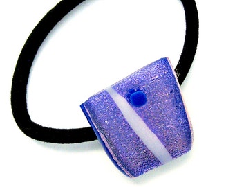 Fused Glass Pony Tail Holder or Purple Dichroic Bracelet