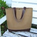 Canvas and Leather Tote Recycled with Leather Handles Weekender Bag with Bonus Clutch