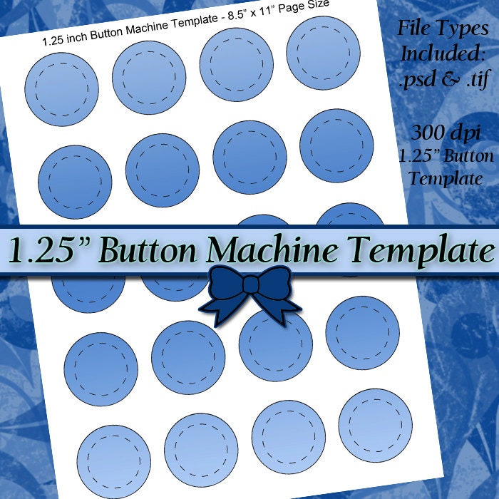 1.25 Inch Button Machine TEMPLATE DIY DIGITAL Collage Sheet