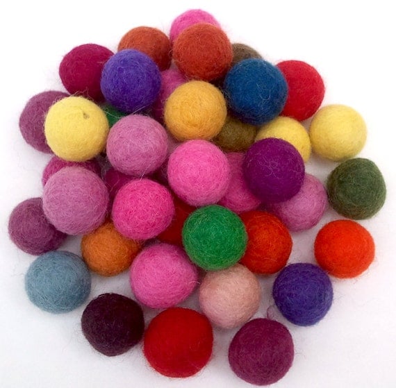 Felt Balls 200 Pure Wool Beads 20mm Mixed Color by YarnPlace