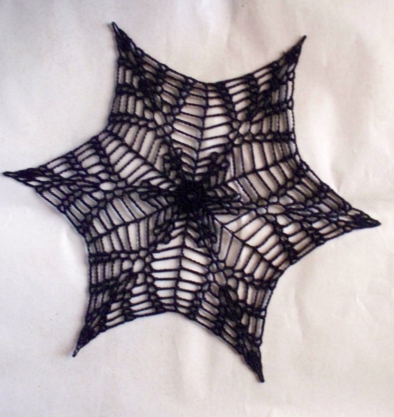 Black Spider  Doily hand crocheted
