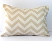 Decorative Pillows Cushions Cover - Khaki Beige & Natural Chevron 12 x 16 Accent Throw Pillow - Baby Nursery Decor - Home