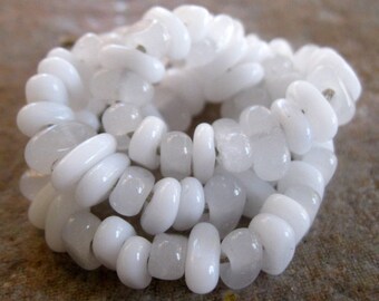 75 Handmade White Lampwork Spacer Beads SRA Chips Nuggets