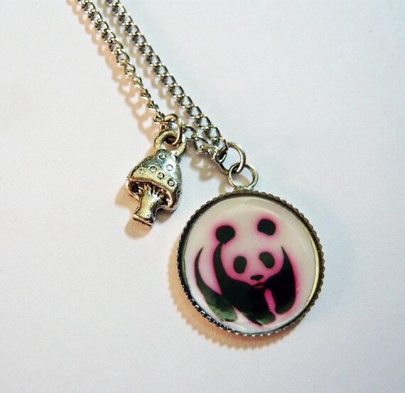 Panda and Mushroom Charm Necklace by MaruMaru on Etsy