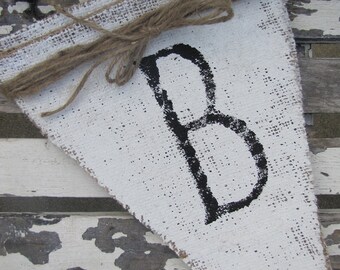 BELIEVE painted Burlap Banner Bunting Pennant